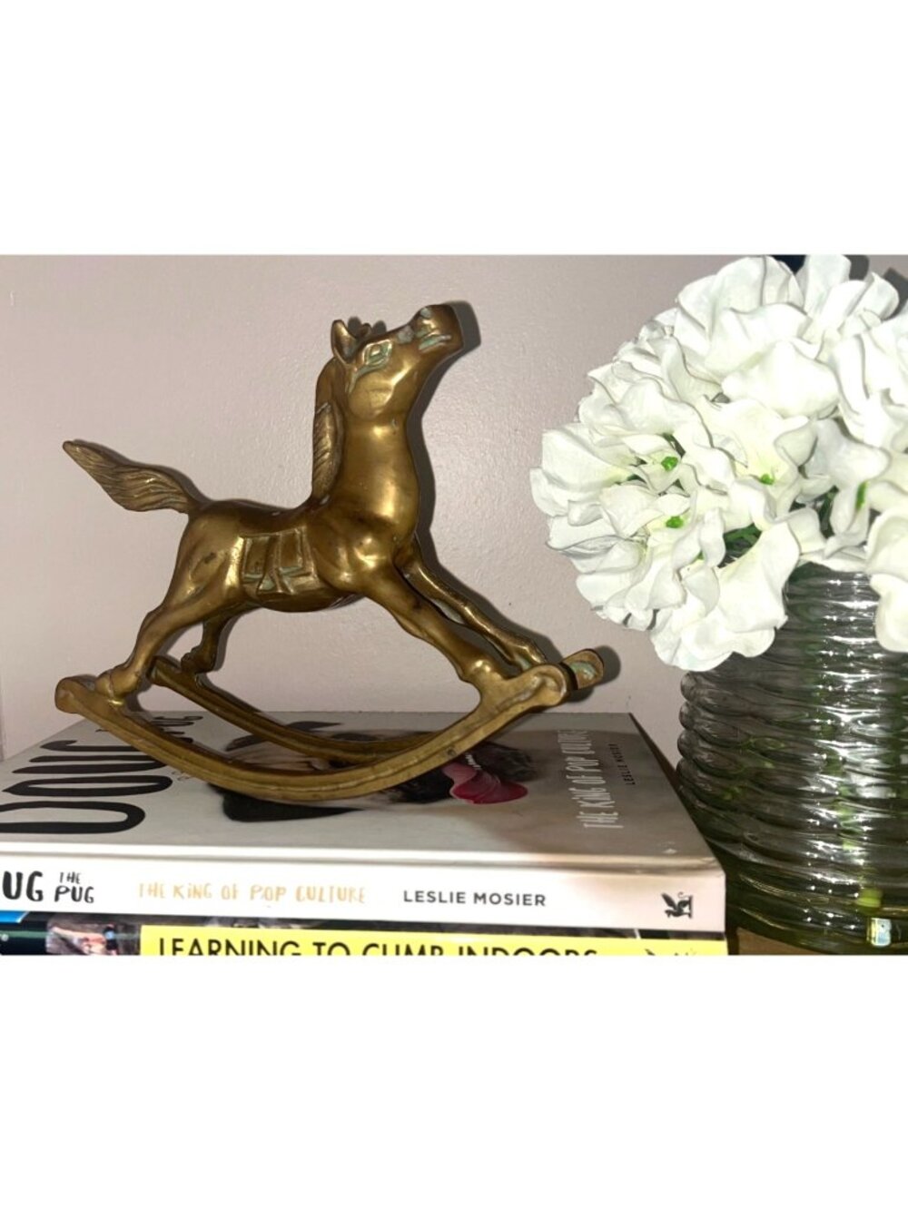 Vtg Solid Brass Rocking Horse Figurine Decorative Collectible 6" Mid-Century